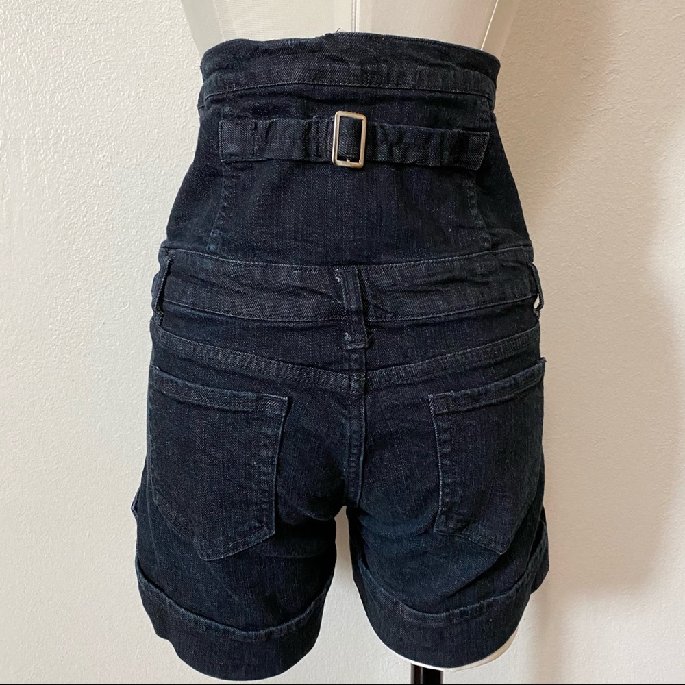 Retro High-waist Denim Shorts Dark Wash Size 27 - Picture 3 of 10